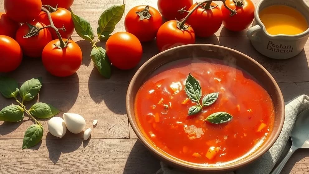 Tomatsoppa på färska tomater hemma